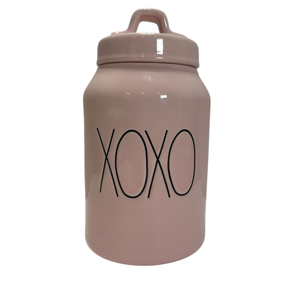 Rae Dunn Light Pink Ceramic XOXO Canister with Lid Cookie Jar Valentines Day